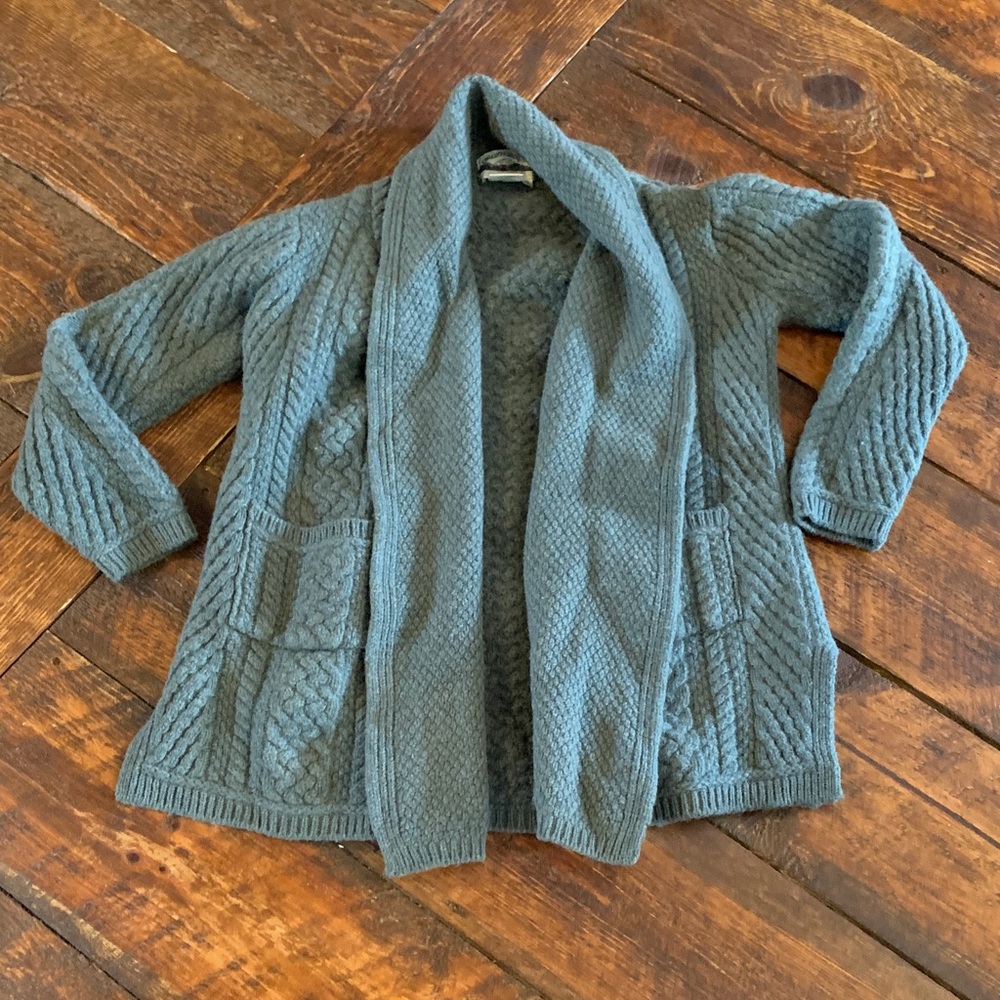 Aran Crafts green Open-Front Cable Knit Cardigan